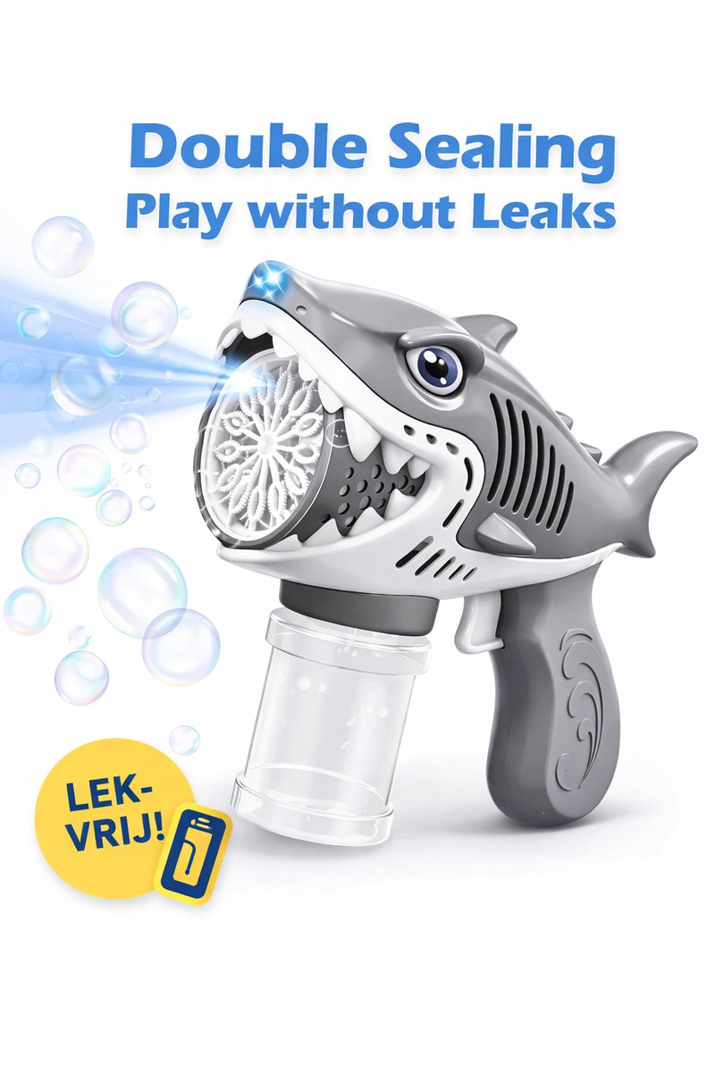Elektrische Bubble Gun Haaienvorm – Grijs – Automatische Bellenblaasmachine – Bubble Blower voor Kinderen – Buitenspeelgoed 3+