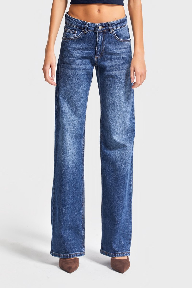 It's Basic - Straight Mid Rise Jeans - Azure