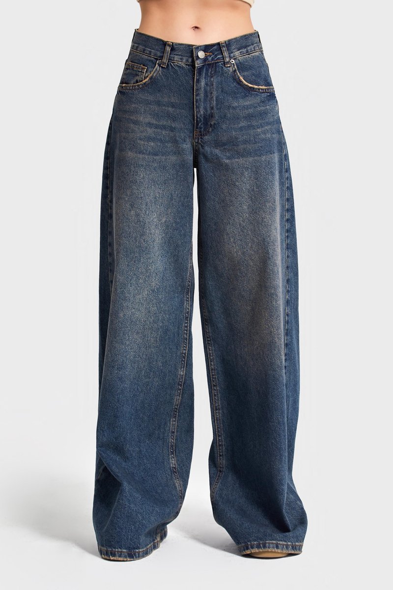 It's Basic - ELENA Palazzo Mid Rise Jeans - Deep Sea