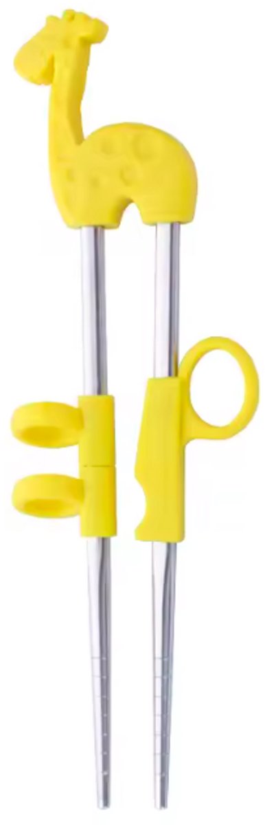 ProductGoods Kinder Eetstokjes – Giraffe – Met Hulpstuk – 2 Stuks – Geel/Zilver