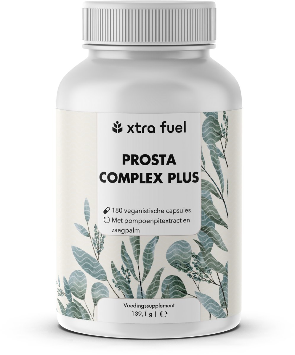 XTRA FUEL Prosta Plus Complex – 180 prostaatcapsules hooggedoseerd – unieke formule met pompoenpit-, zaagpalm- en brandnetelwortelextract met zink, vitamine E & selenium