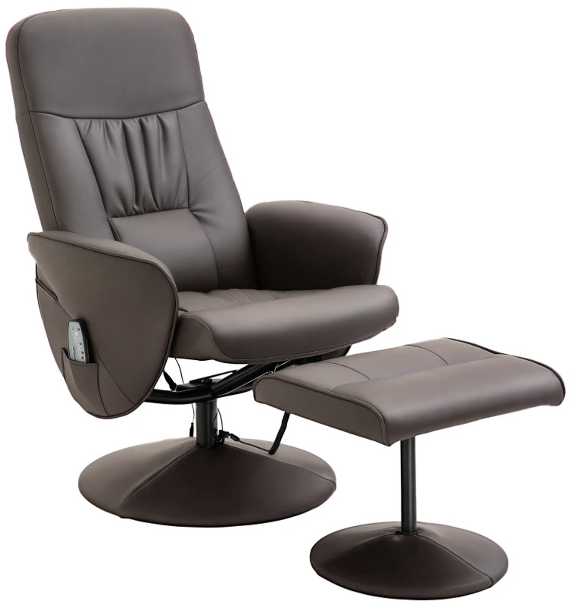 Elektrische Relaxfauteuil met Voetenbank - Massagestoel - 10 Massagepunten - 360° Draaibaar - Kantelbaar tot 145° - met Afstandsbediening - Verstelbare Rugleuning - tot 160 kg - Relaxstoel - TV Stoel - Loungestoel - Leesstoel - Kunstleer - Bruin