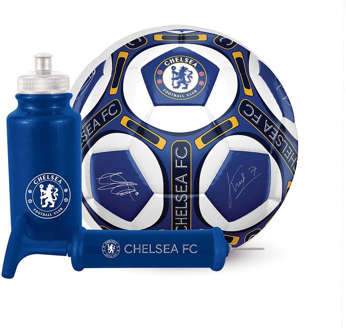 Chelsea FC - gift set - voetbal met handtekeningen - bidon - ballenpomp