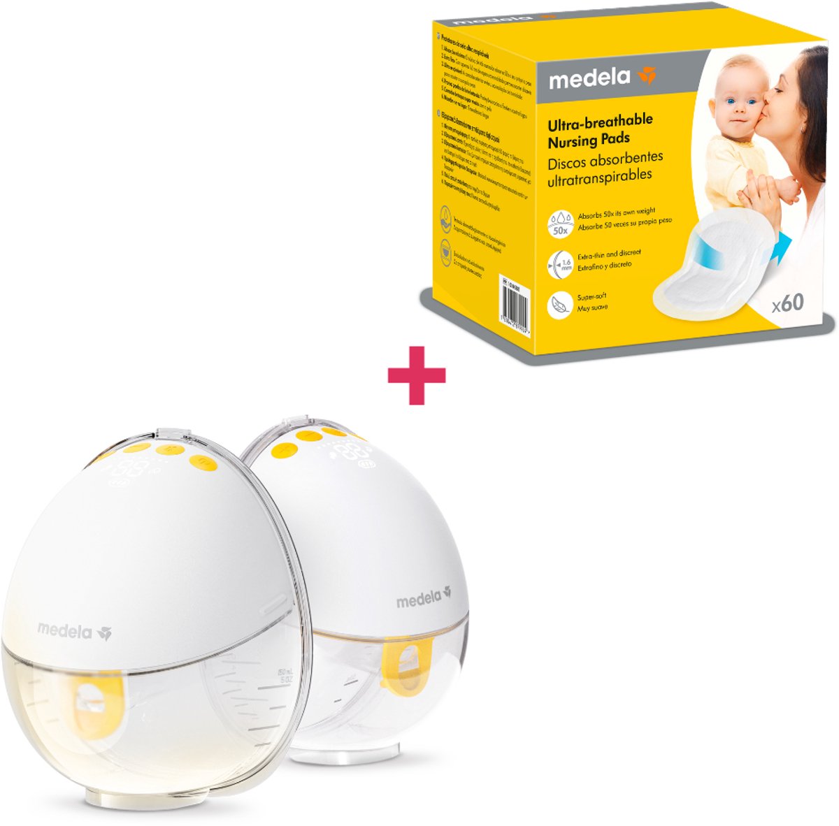 Medela Motion InBra dubbel + Ultra-ademende zoogkompressen 60 stuks - Voordeelverpakking