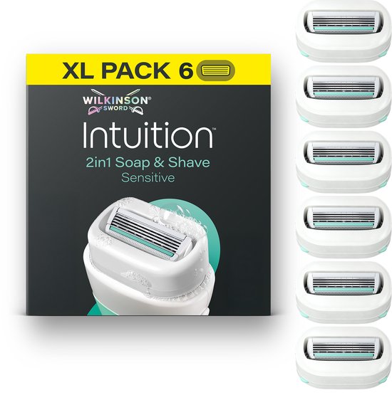 Verpakking Wilkinson Intuition 2in1 zeep & scheer navulmesjes, gevoelig. 6 stuks. XL PACK 6.