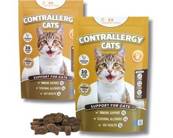 Contrallergy Kat - Voedingssupplement voor katten met allergie - Kattensnoepjes - Niezen, hoesten, jeuk, rode huid, wondjes, vachtverlies, atopie kat, dermatitis kat - 100% natuurlijk - 60 stuks
