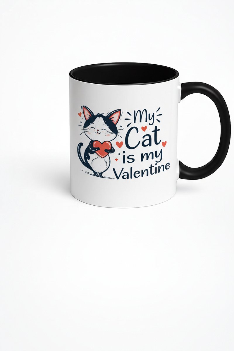 Keramische Mok 'My Cat is my Valentine' - Valentijnscadeau Kattenliefhebber
