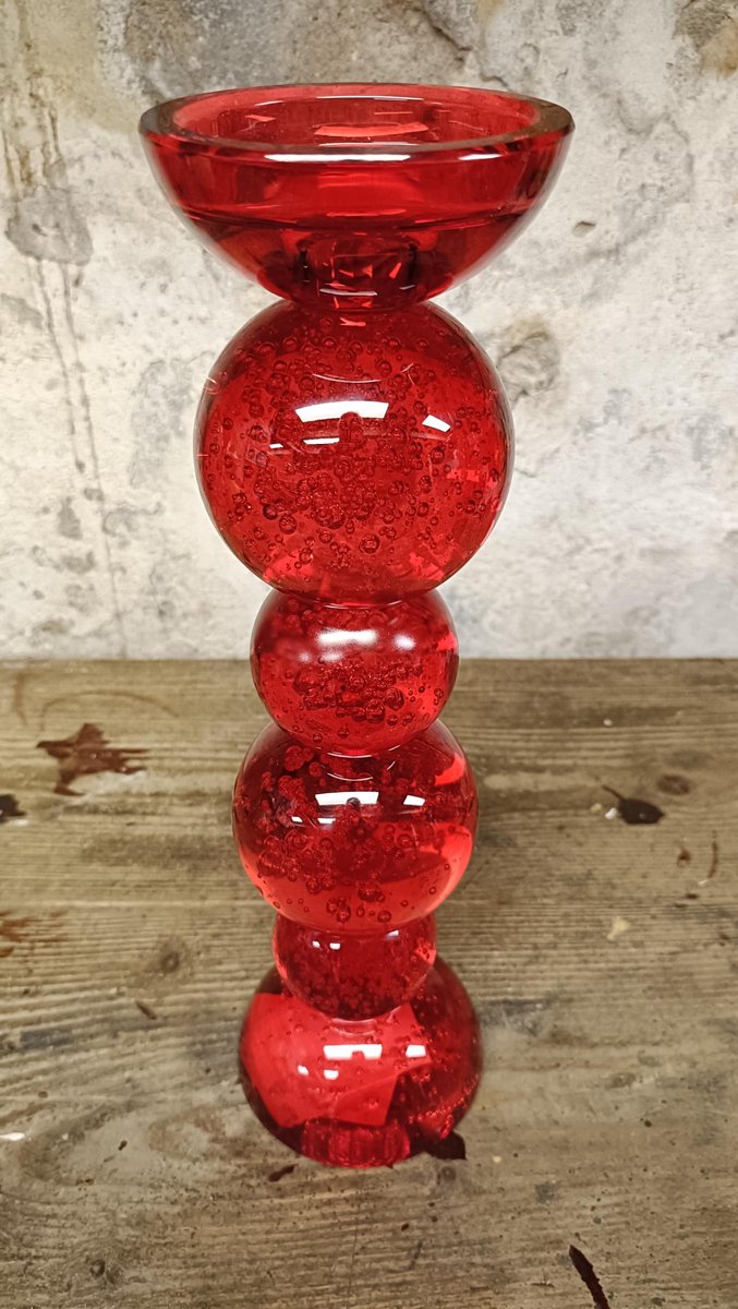 Kandelaar glas rood. Light $ Living