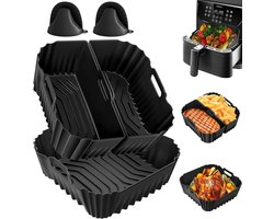 Siliconen vorm heteluchtfriteuse voor AF180EU 6,2 l, 5 stuks siliconen vorm voor AF140EU 4,7 l met siliconen ovenwanten, verdikt, herbruikbaar, BPA-vrij