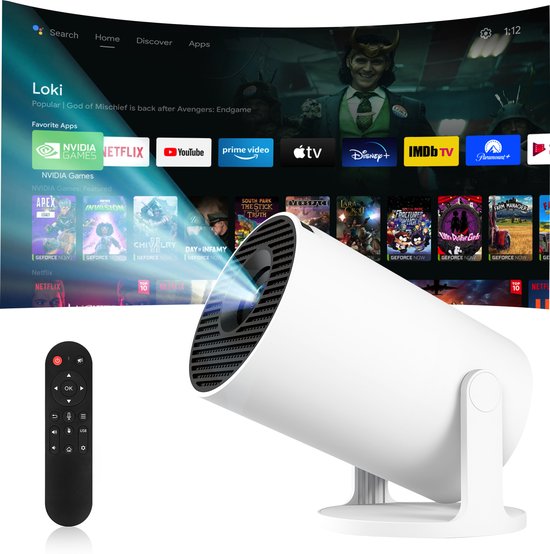 Mini 4K Projector Draagbare Beamer Android 11 WiFi 6 Bluetooth 5.4 1080P Full HD 180° Draaibaar Home Cinema