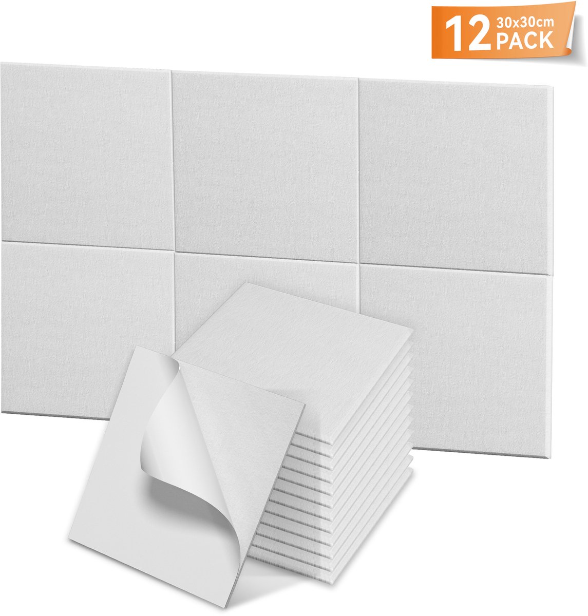 Aufun Platte Vierkante Akoestische Panelen 30x30cm Wit - 12 Stuks Zelfklevende Wandbekleding