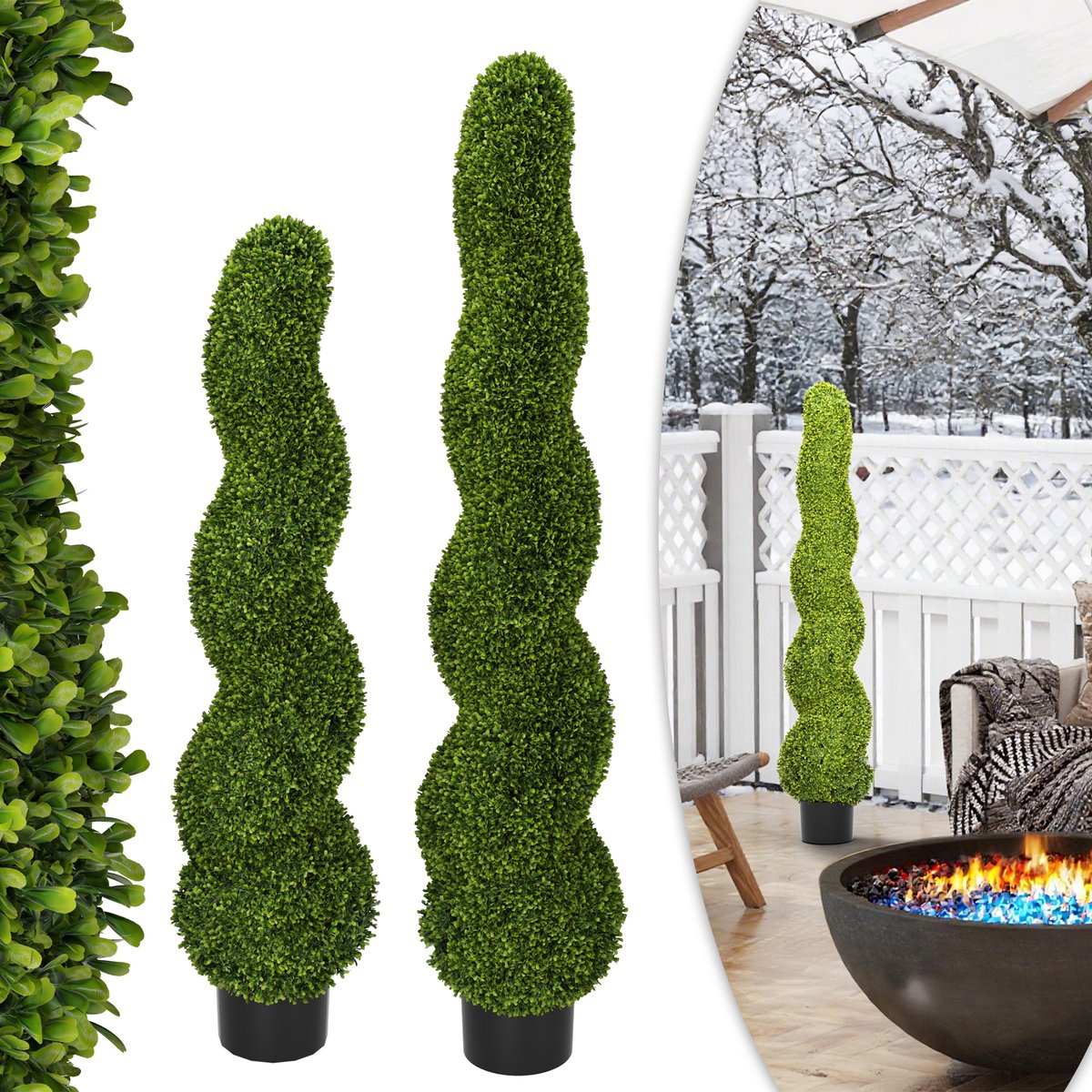 Aufun Kunstmatige spiraalplant - 90 cm - 2 stuks - voor woonkamer, slaapkamer, kantoordecoratie