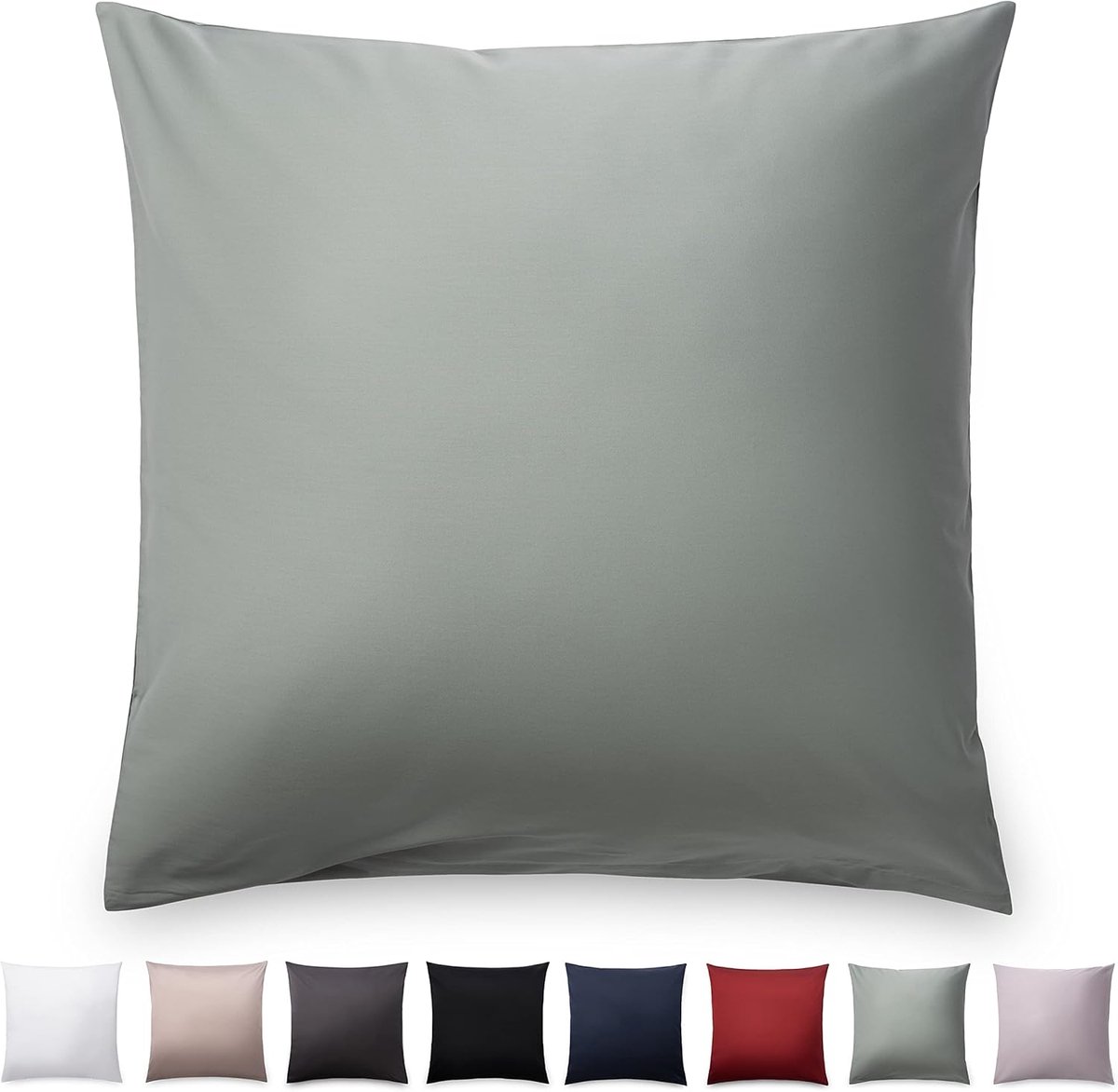 Famanu Mako satijnen kussenslopen 80x80 cm groen set 2, 100% katoen met glanslook, ritssluiting en ademend