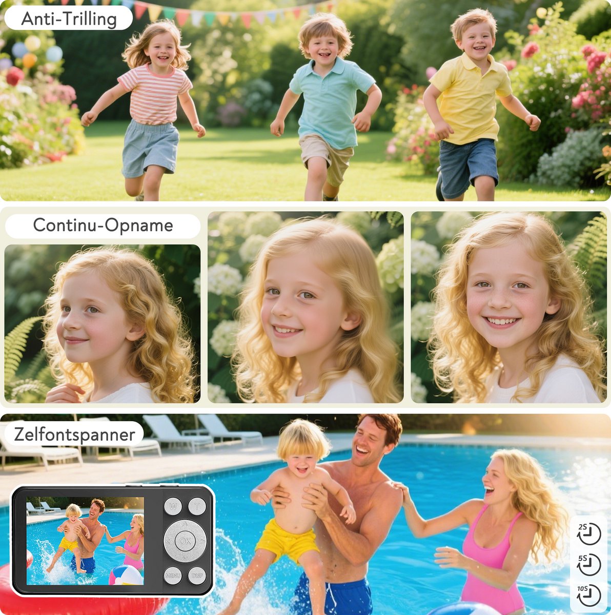 Ericbee Digitale Camera 4K - 64MP Fotokamera - Fototoestel met 2.8 Inch LCD Scherm - 18X Digitale Zoom - Inclusief 32GB SD Kaart thumbnail 4