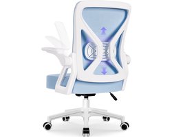 Hiaonyx Bureaustoel-Ergonomische bureaustoel-bureaustoelen voor volwassenen-Opklapbare armleuningen-Lendensteun-Verdikt en verbreed zitkussen-Blauw