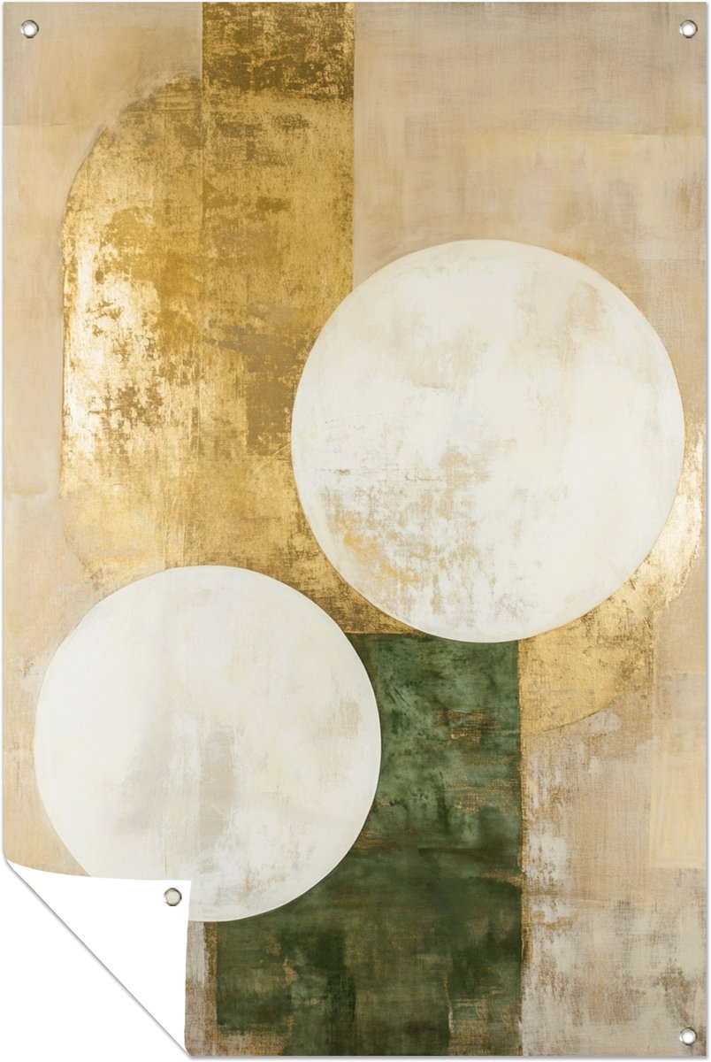 Witte cirkels en goud - Buiten - Tuin - Tuinposter - 40x60 cm