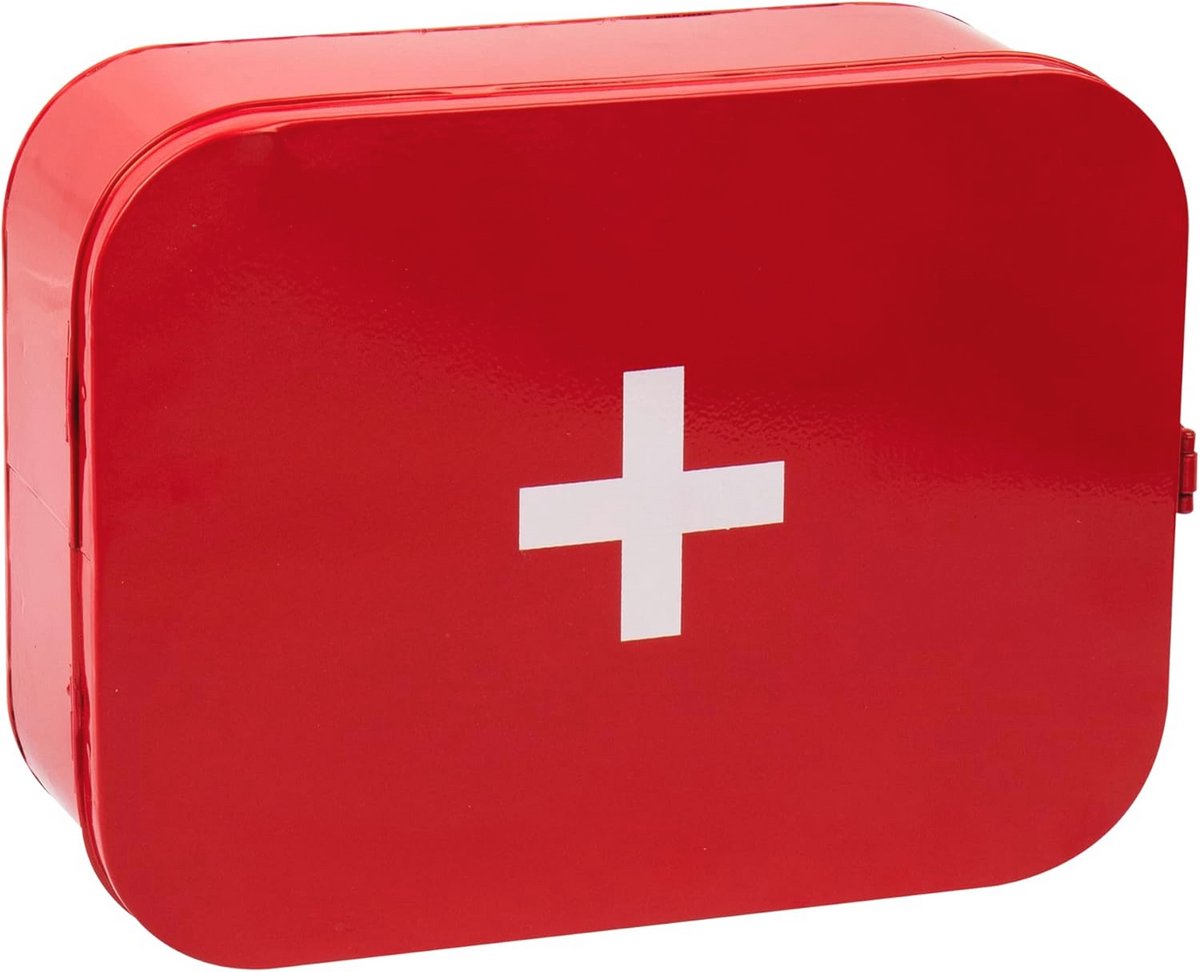 EHBO-doos met opbergsysteem voor medische benodigdheden - Wandmontage, Metaal, Rood