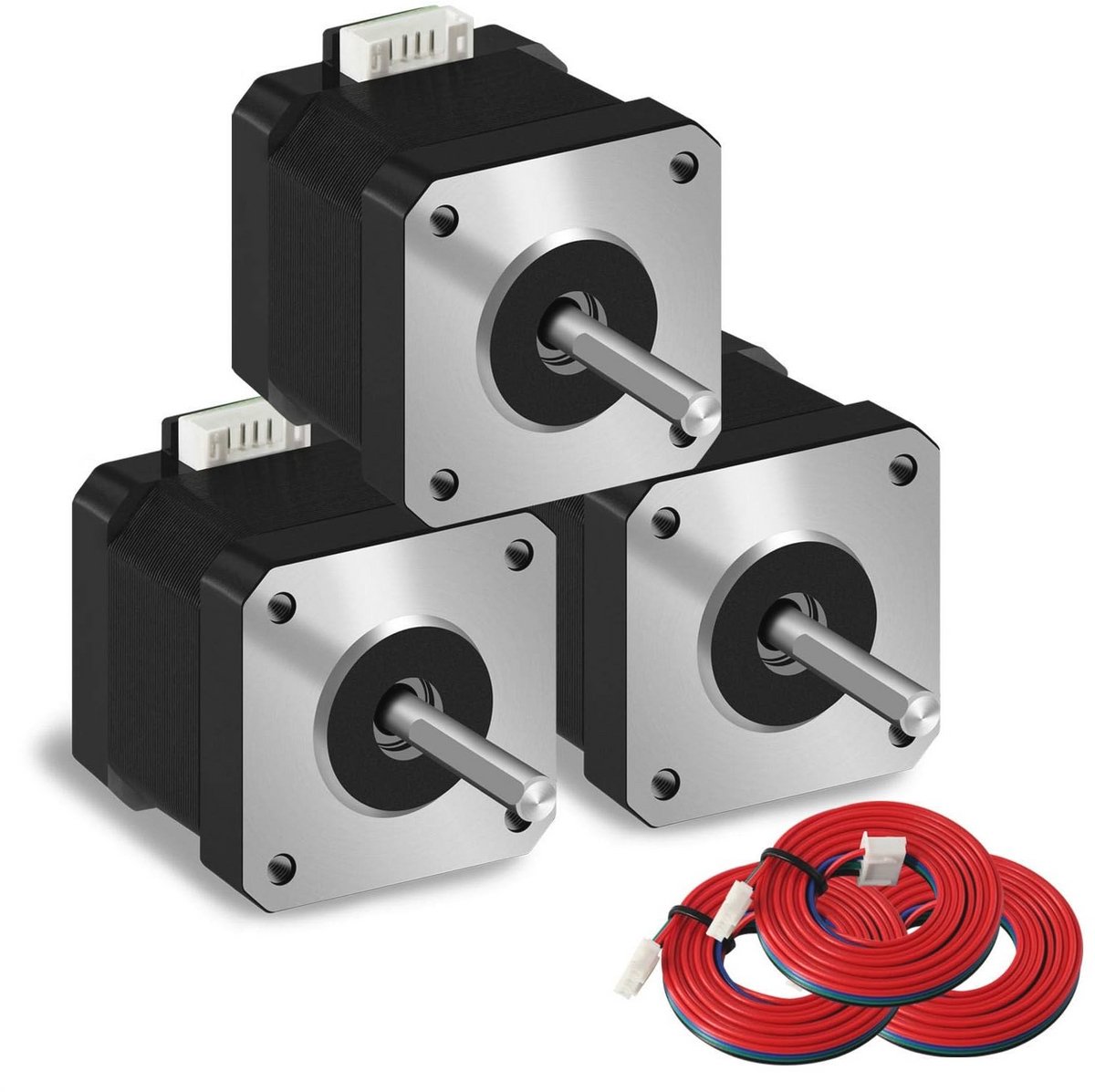 NEMA 17 Stappenmotor 42 x 40 mm - 1,5 A - 2-fasen 4-draads - Geschikt voor 3D-printers - 3 stuks