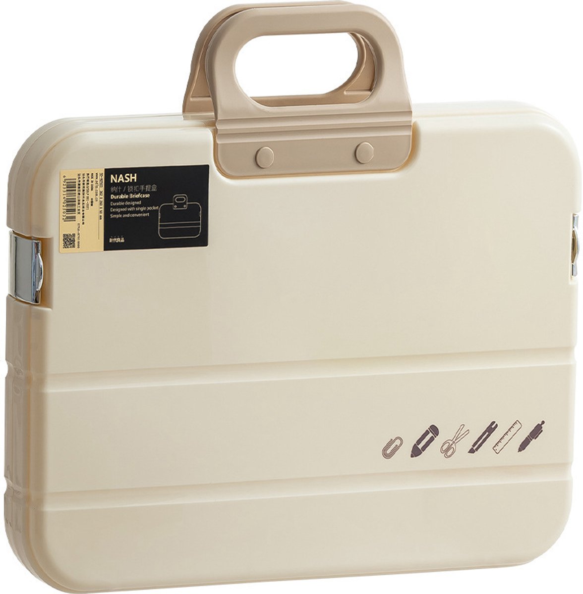Draagbare plastic documententas, accordeonmap, wit