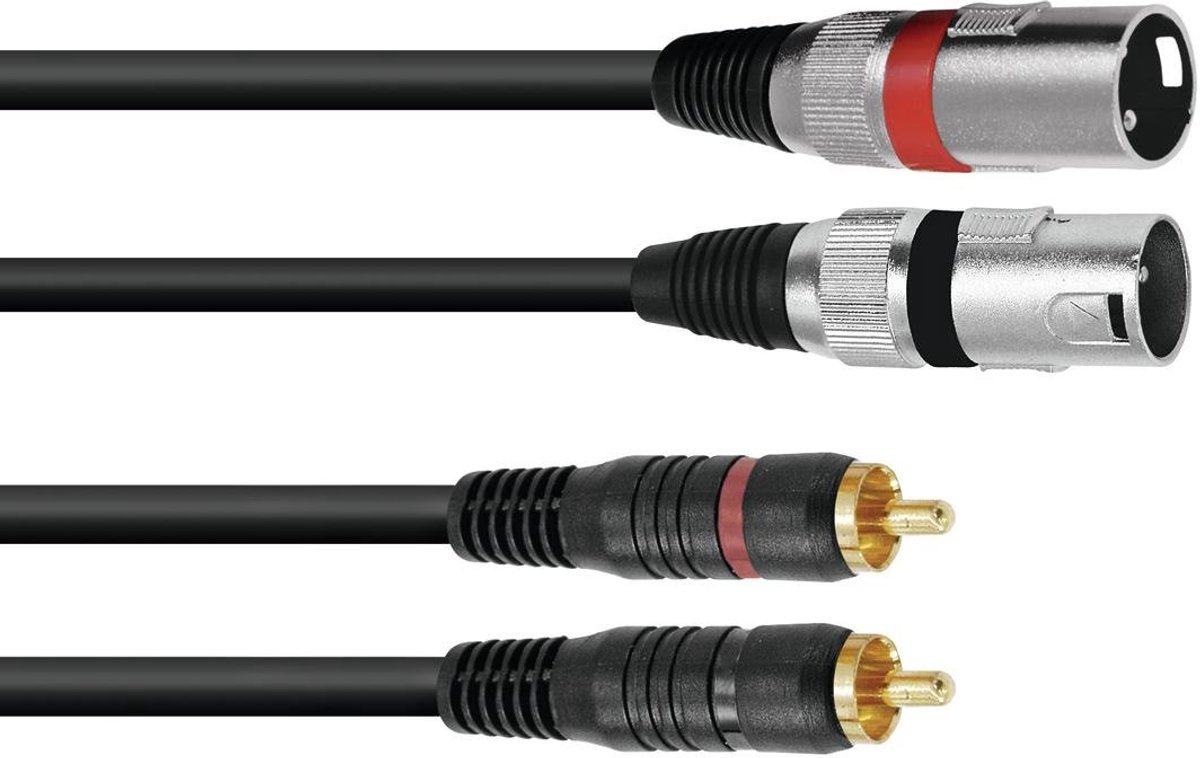 Omnitronic 3022522B XLR Adapterkabel [2x XLR-stekker 3-polig - 2x Cinch-stekker] 1.00 m Zwart