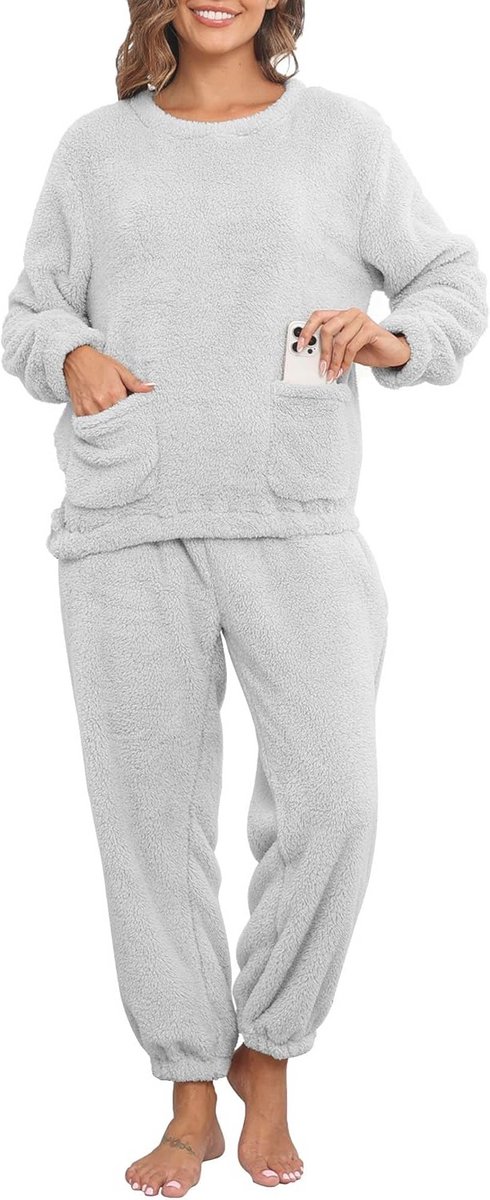Zachte fleece pyjama set voor dames unisex loungewear winter