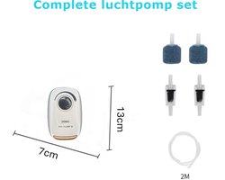 Complete Aquarium Luchtpomp Set - 2 Aansluitingen - Met Regelaar - 180 l/h