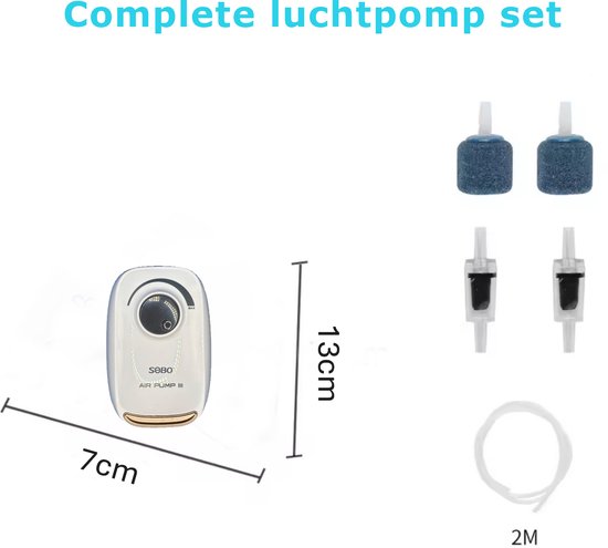 Complete Aquarium Luchtpomp Set - 2 Aansluitingen - Met Regelaar - 180 l/h