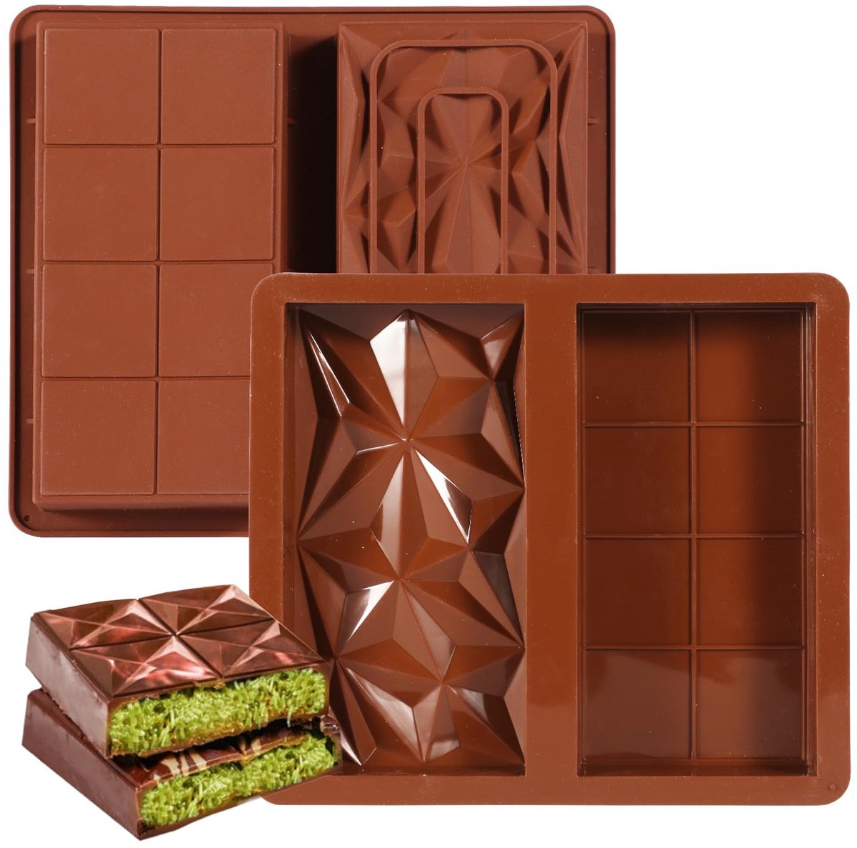 Unyqoos® Set van twee siliconen bakvormen voor chocolade en taartcreaties