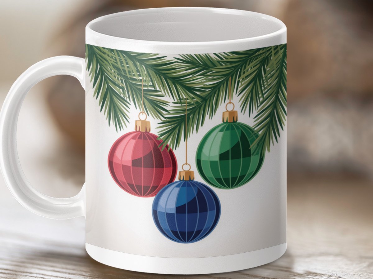 Mok Merry Christmas Kerstballen Mok, Feestdagen Mok, Kerstdecoratie Mok, Vakantie Cadeau Idee, Kerst Cadeau Mok, Eindejaars Mok