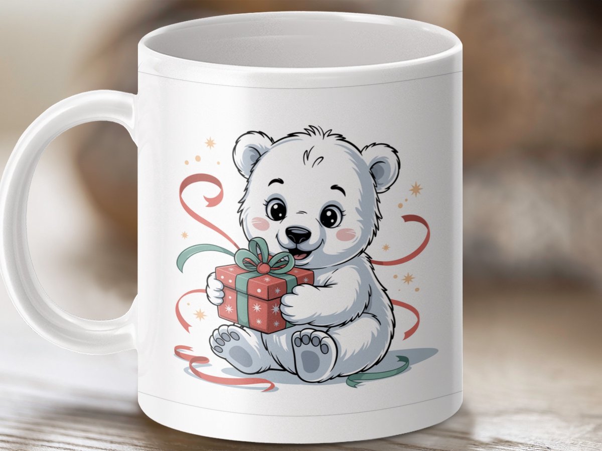 Mok Kerstmis Ijsbeer Cadeau, Feestelijke Kerstmok, Schattige Kerst Mok, Kerst Cadeau Ijsbeer, Kerstmis Mok voor Kinderen, Kerst Mok