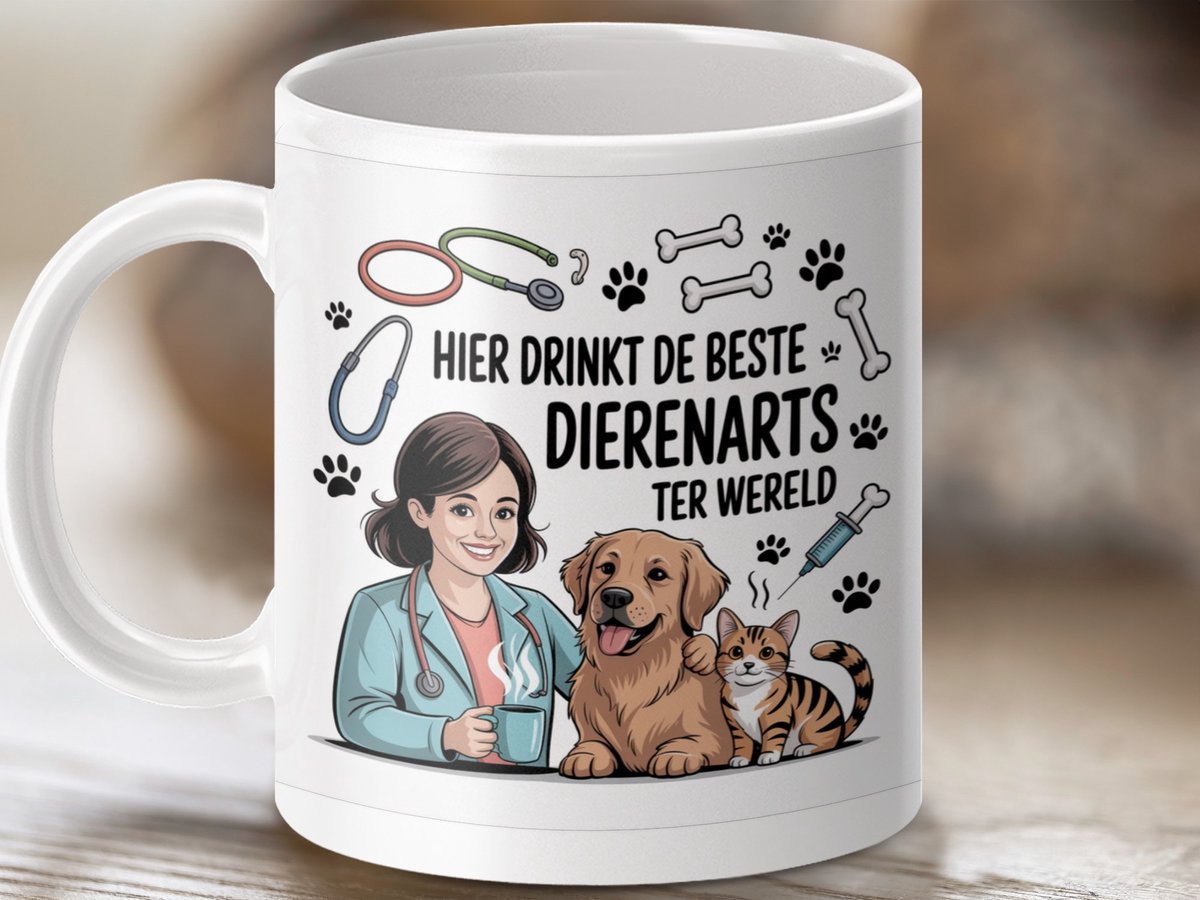 Mok - Beste dierenarts ter wereld mok, hond, kat, dierenarts mok, dierenliefhebber mok, unieke mok, cadeau idee, dierenarts cadeau