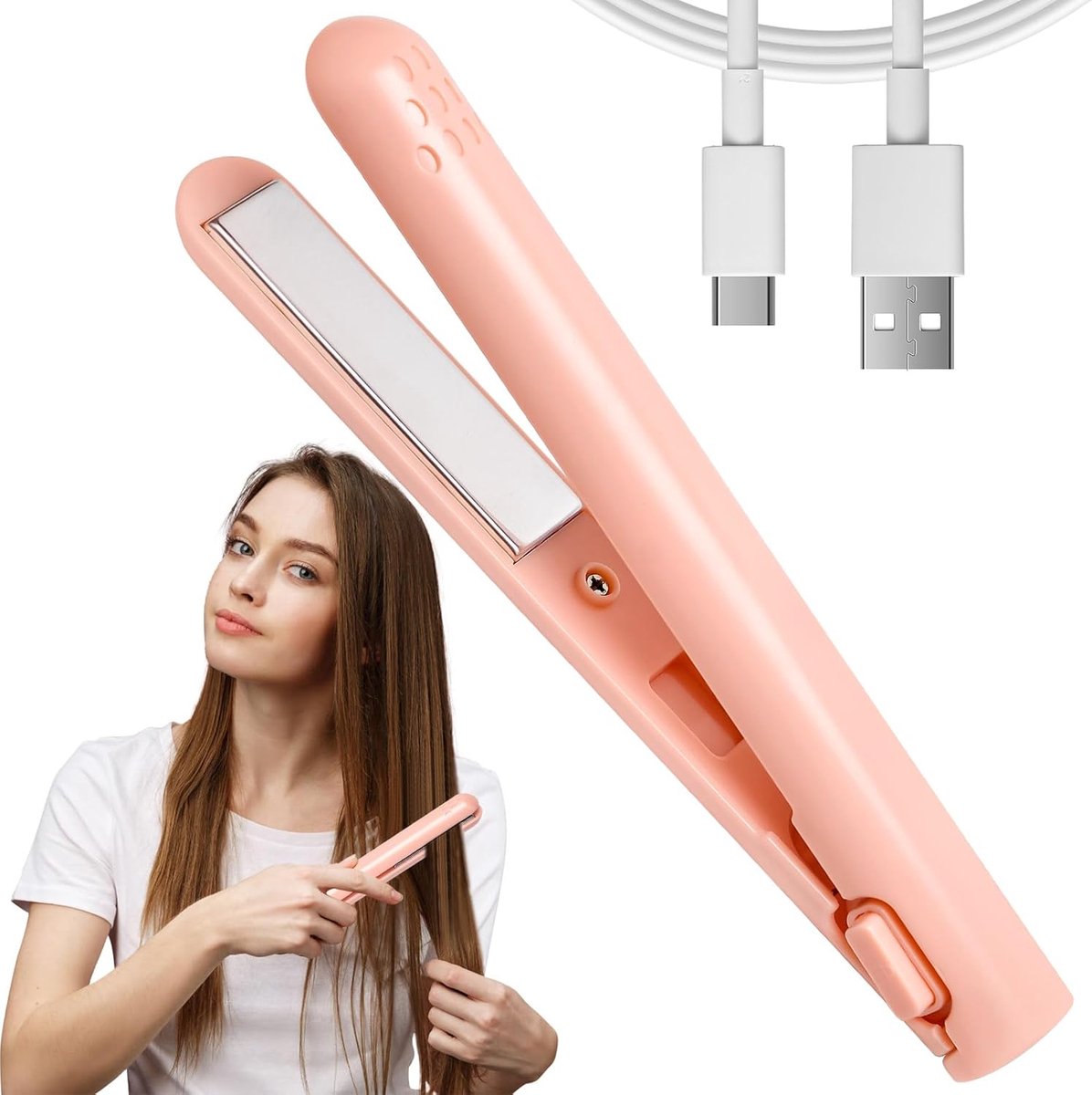 Ynkkvre - Stijltang - Krultang - Reis Stijltang - Mini Krultang - Straightner - Keramische Platen - USB Oplaadbaar - 10W Laagvermogen - Hittebestendig Ontwerp