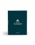 Donkergroene budgetplanner met gouden opdruk 'Budget Planner' op een witte achtergrond, staand.