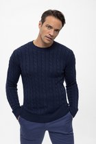 Felix Hardy Kabelgebreide Trui Met Ronde Hals - 100% Katoen Heren Navy - Xl