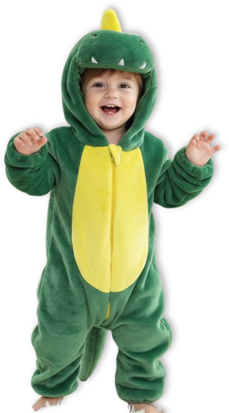 BoefieBoef Dinosaurus Dieren Kleuter Onesie Peuter Pyjama Kinderen 2-4 jaar – Verkleedkleding met Luierrits – Carnaval Dierenpak - Kerst en Kraamcadeau - Zacht Flanel - Baby Romper - Boxpak - Jongens - Meisjes - Kruippak - Winterpak - Krokodil Groen