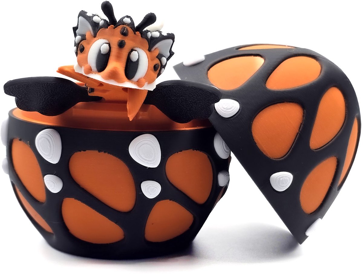 Vlinder Draak met Thema Ei Oranje – 3D Flexi & Fantasy Decor - Schattige Flexibele draak - Thematisch ei - Cosmetalic