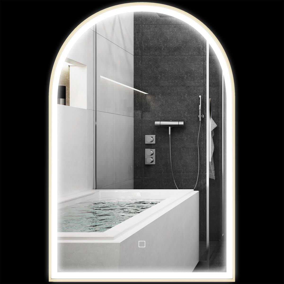 HOMCOM Badkamerspiegel - Gehard glas - 90x3x60cm - Goud