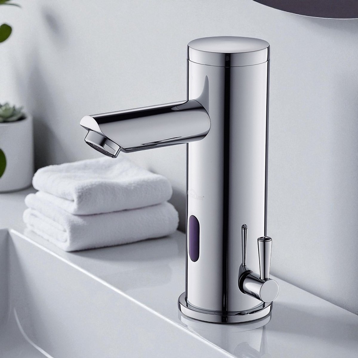 Auralum max Sensor Wastafelmengkraan - Infrarood Badkamerkraan - Automatische Wastafelkraan - inclusief aansluitingen - Badkamer Handwasbak - Waterbesparende - Chroom