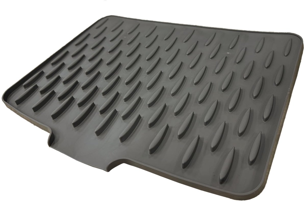 Unyqoos® Grijze siliconen afdruipmat voor servies met antislip en hittebestendigheid