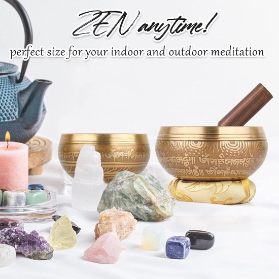 Handgemaakte Tibetaanse Klankschalen Set van 2 - Perfect voor Meditatie, Yoga en Chakra Genezing van Merkloos — afbeelding 5