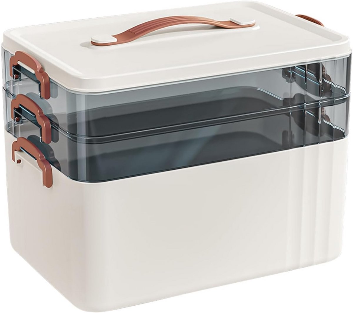 Grote Draagbare Multifunctionele Medicijnbox met Transparant Deksel – Geordende Opslag voor Geneesmiddelen, Sieraden en Naaitoebehoren