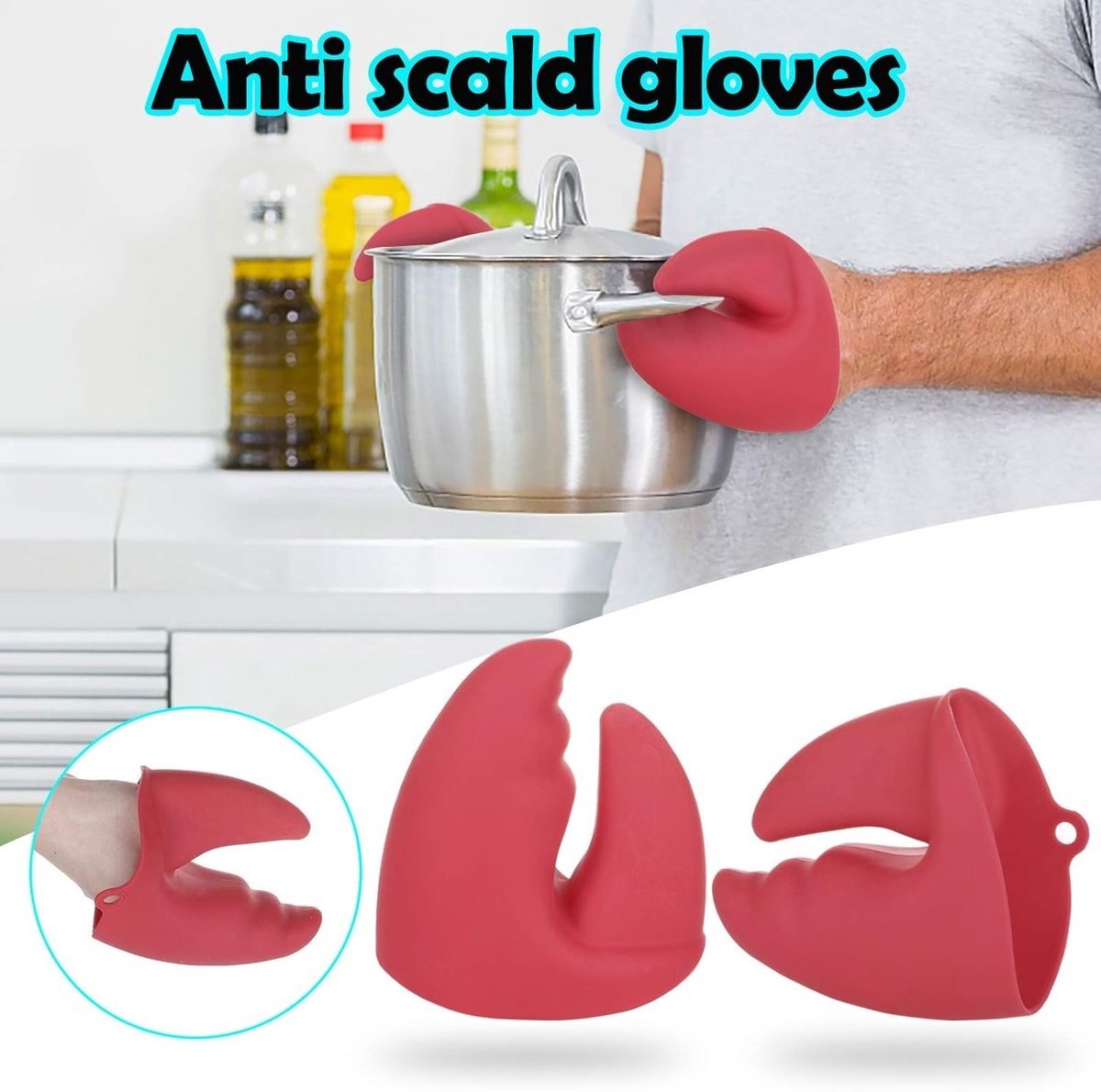 Siliconen Ovenwanten – Set van 2 – Kreeft Klauw Design – Hittebestendig tot 230°C – Rood