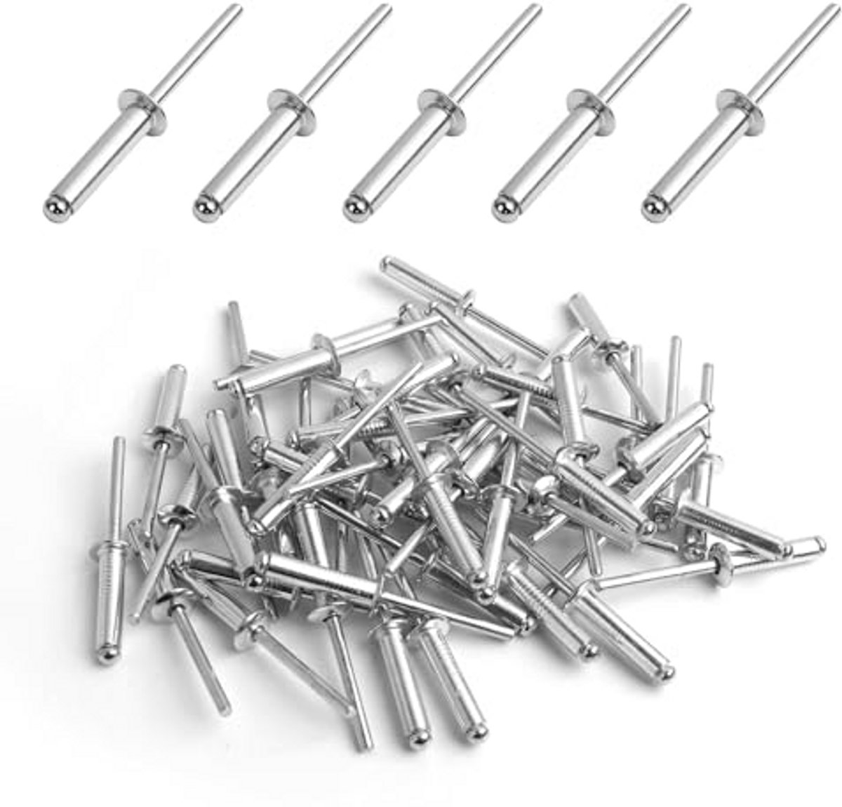 50 stuks grote flens blindklinknagels van aluminium voor bouw, auto's, boten en meubels (4,8 mm x 20 mm)