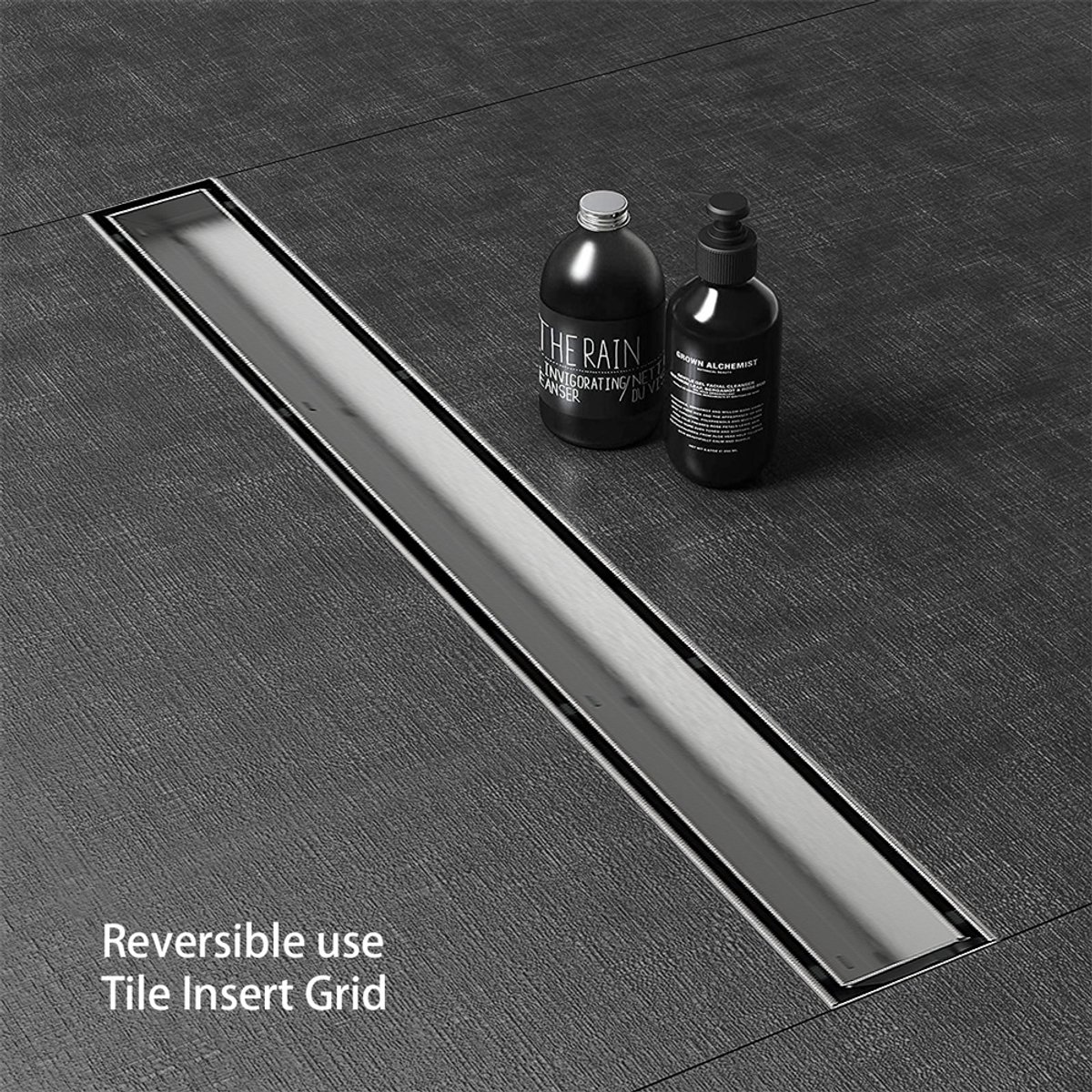 Profielenloods - Douchegoot Gun metal - Drain - 90cm