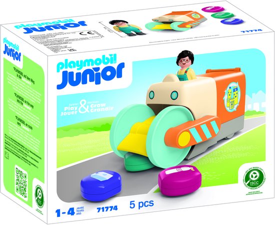 PLAYMOBIL - JUNIOR - Leuke vuilniswagen - Speelgoed vanaf 1 jaar - Cadeau voor peuters - Bevordert bewustwording tegen milieuvervuiling - Duurzaam speelgoed met verzamelfunctie & accessoires - 71774 van Merkloos — afbeelding 5