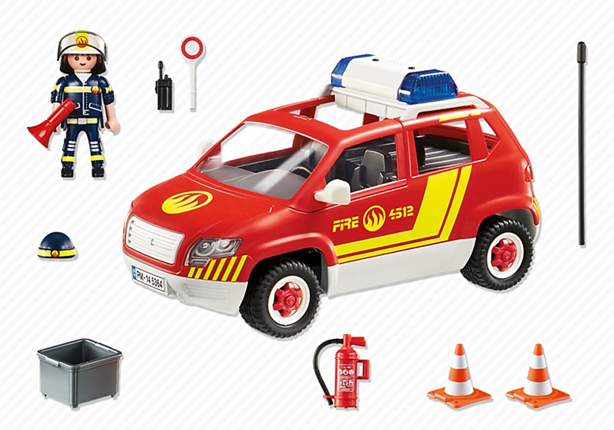 Bol.com Playmobil Brandweercommandant met dienstwagen met licht en sirene - 5364 aanbieding