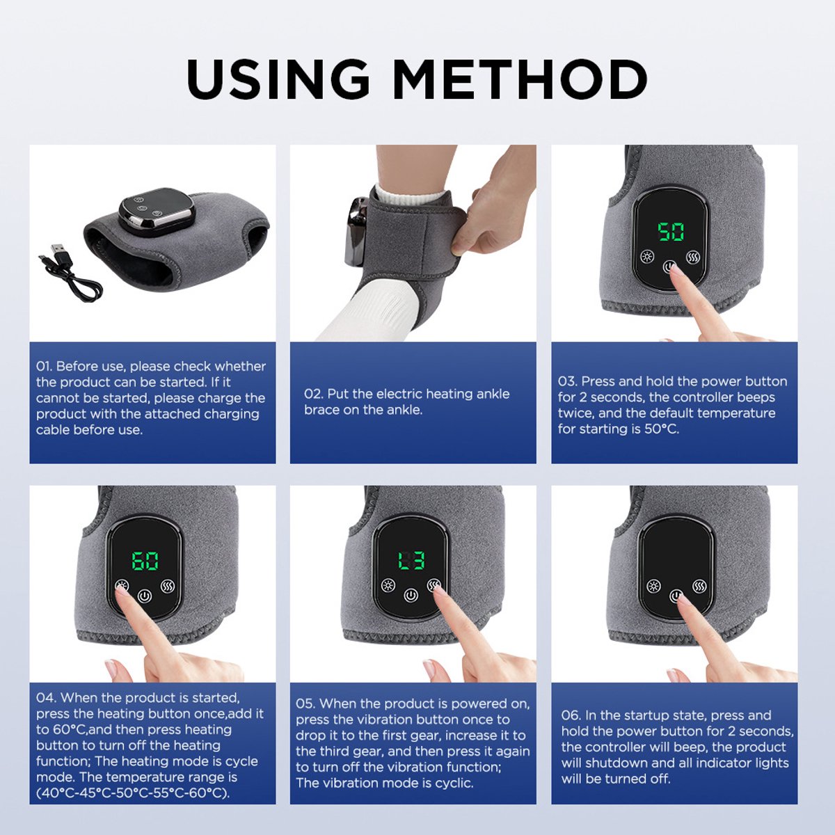 2-Stuks Draadloze Voetmassager met Verwarming en Vibratie - afbeelding 2