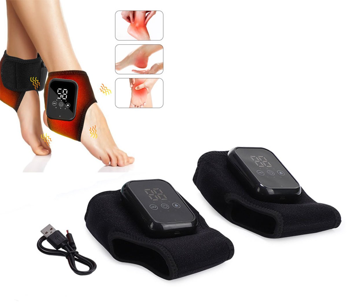 2-Stuks Draadloze Voetmassager met Verwarming en Vibratie - 2-Stuks - €21,10