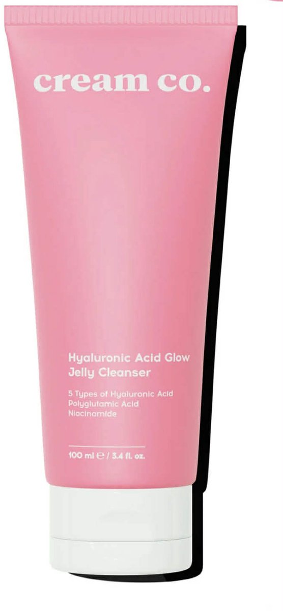 Cream Co. Hyaluronic Acid Glow Jelly Cleanser - Hydraterende Gezichtsreinigingsgel - 5 Soorten Hyaluronzuur - Niacinamide - PGA & Pentavitin - Alle huidtypen - 100 ml