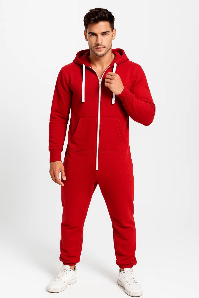 Rode Onesie - Huispak - Onesie mannen - Onesie Vrouwen - Maat XS